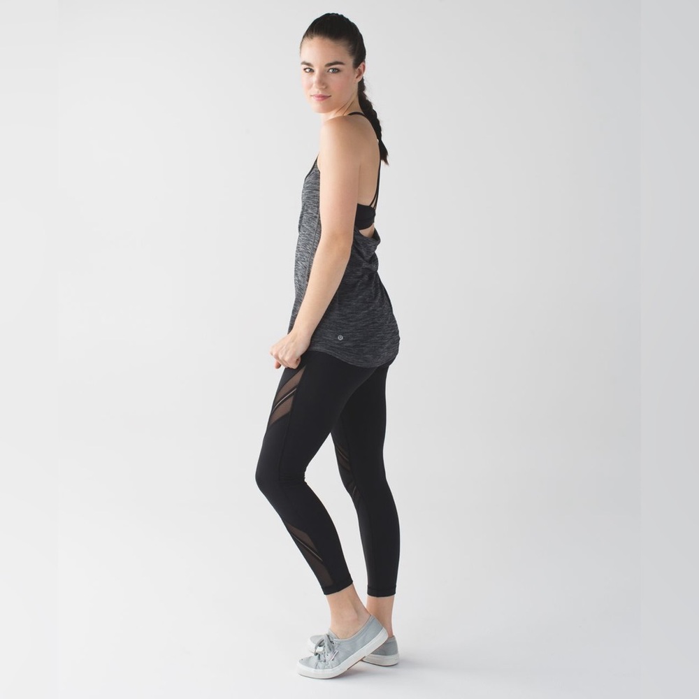 Lululemon Lighten Up Tank Heather Gray Black Strappy Back Size 10 - Picture 5 of 14